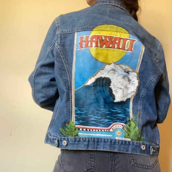 Faded Glory Jackets & Blazers - Denim Hand Painted Hawaii Jean Jacket